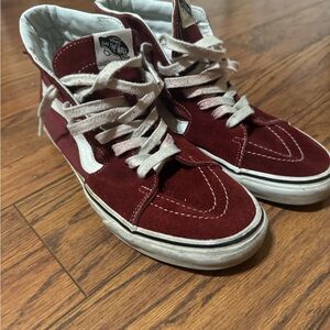 Vans Burgundy High-Top Sneakers with White Laces
